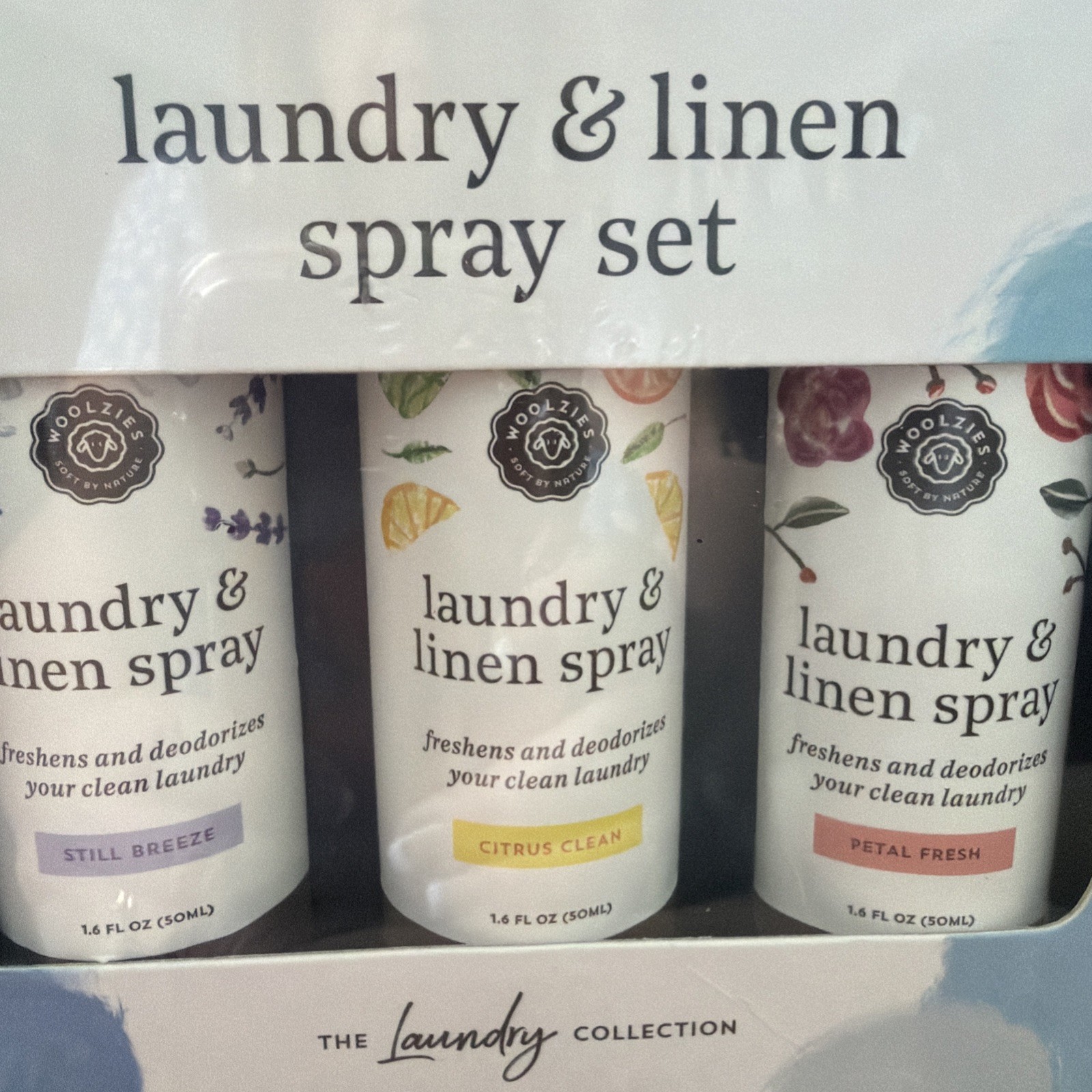 New Sealed Woolzies Laundry Collection Set of 3 Small Bottle 1.6 oz Linen Spray