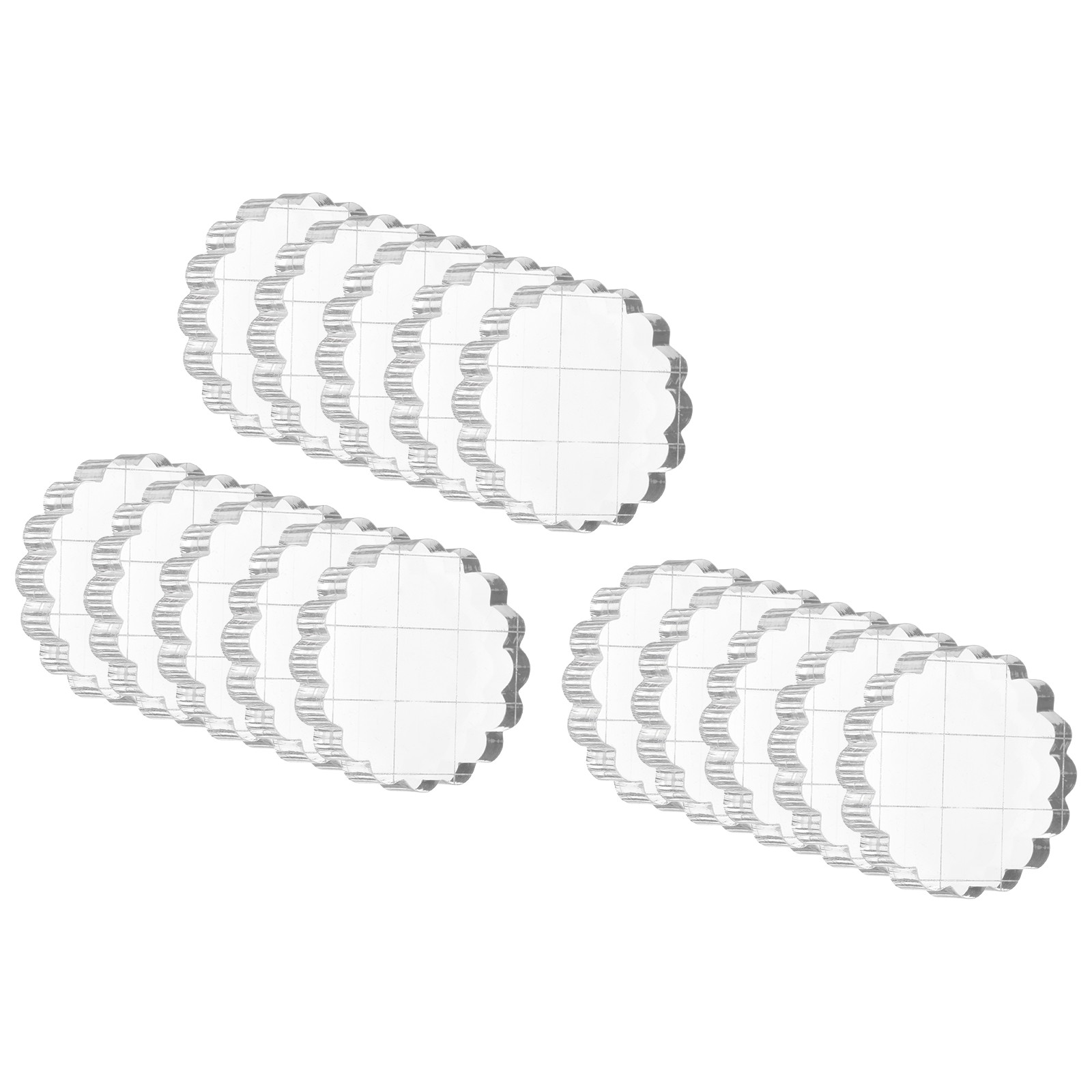 Acrylic Stamp Block, 15 Pack Round Shape with Grid Lines, 1.38"