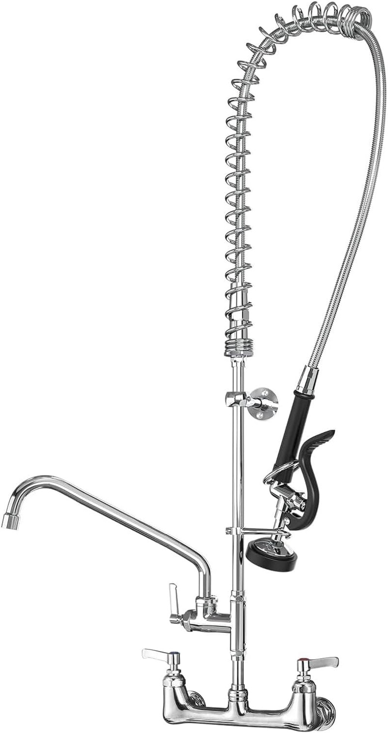 Commercial Sink Faucet with Sprayer for Kitchen:  47" Height Wall Mount Commerci