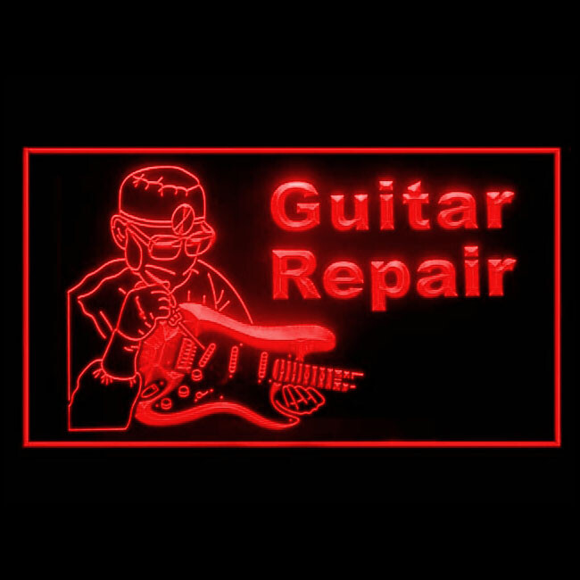 140090 Guitar Repair Music Shop Store Open illuminated Light Neon Sign