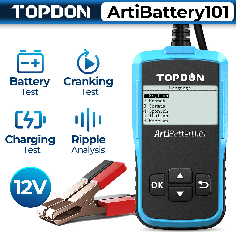 2024 TOPDON AB101 Battery Tester 12V Load Charging System Analyzer 100-2000CCA