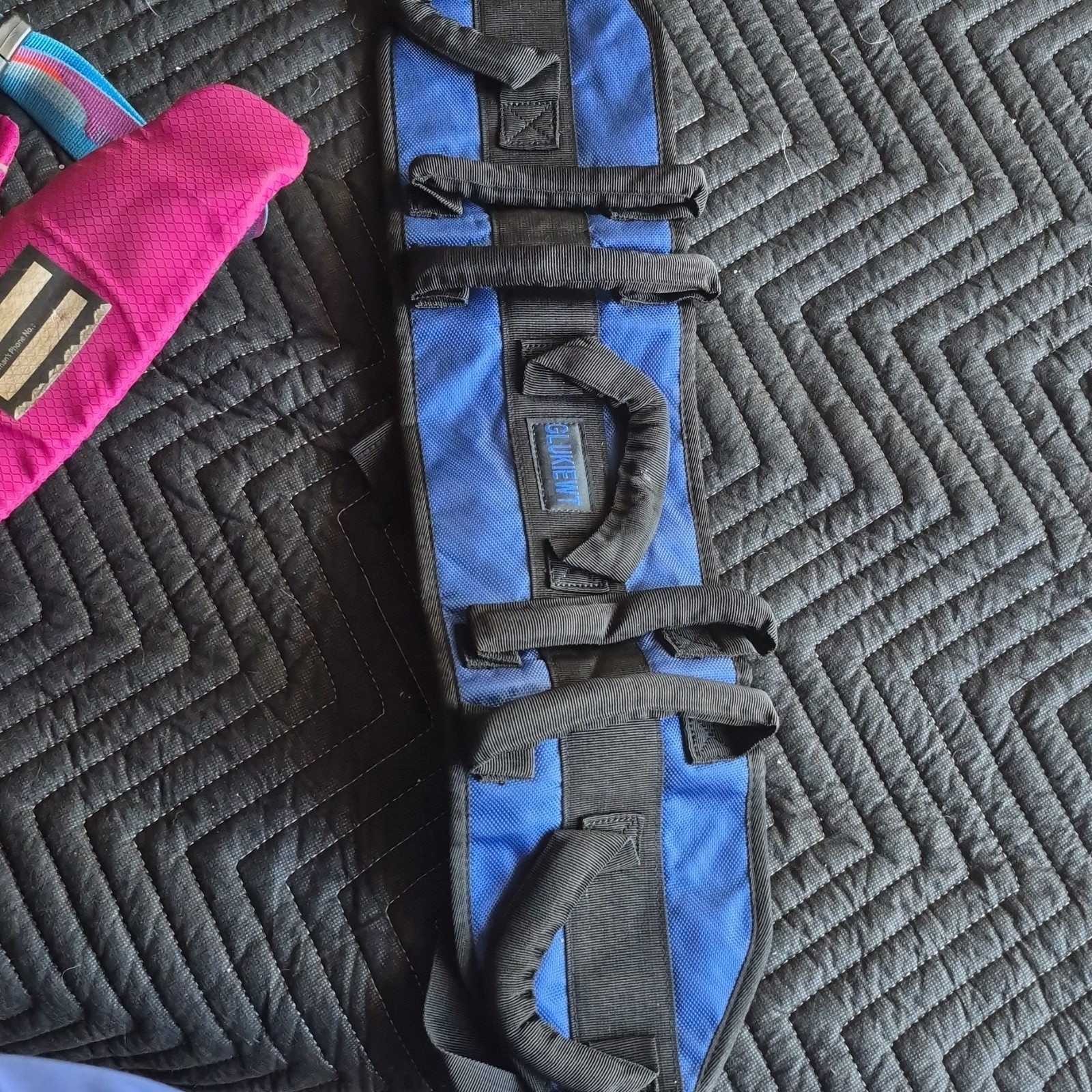 GLUKIEWT Blue Black Nylon Transfer Belt with Multiple Handles & Adjustable Stra…