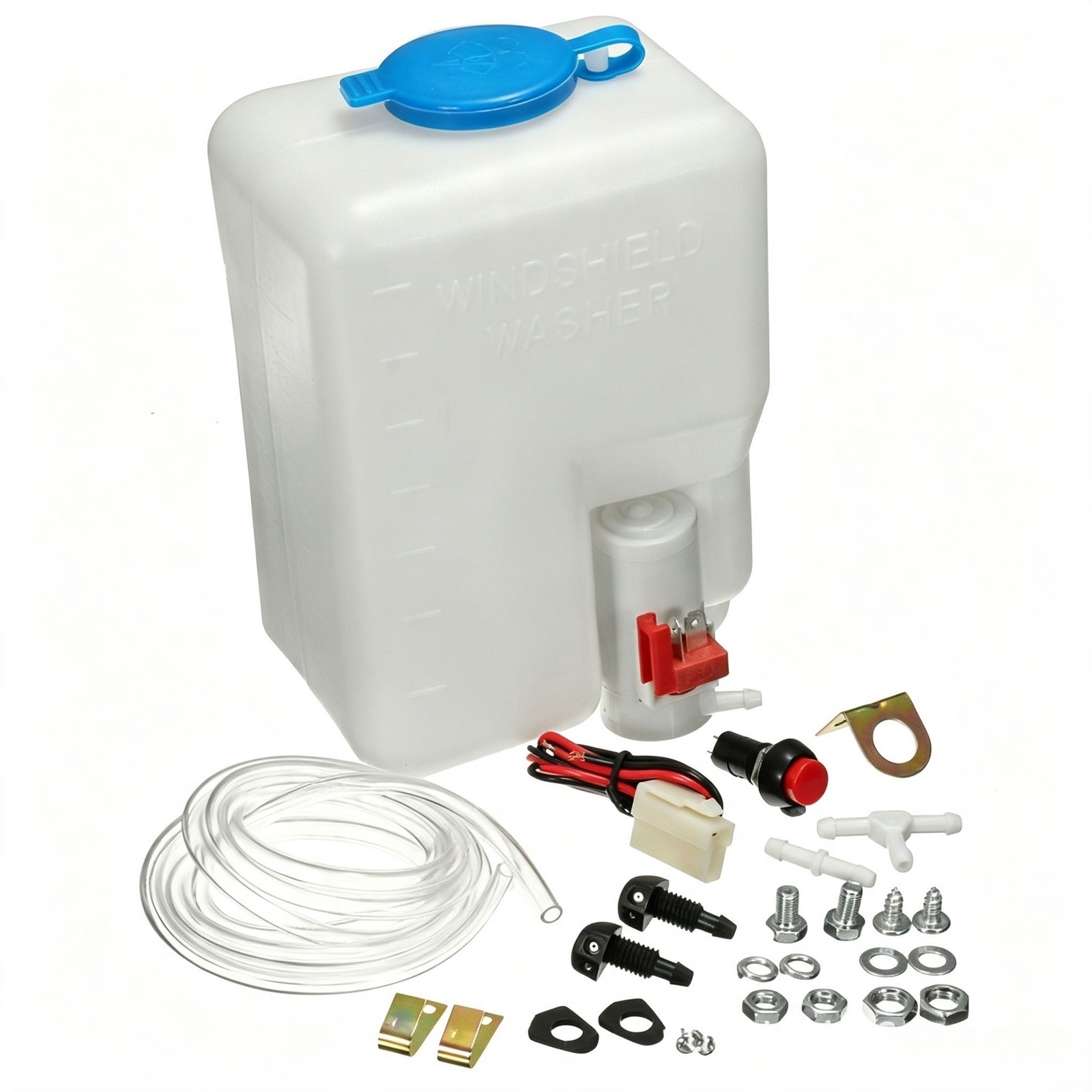 12V Windshield Washer System Reservoir Tank Pump Kit for Cars Trucks SUVs