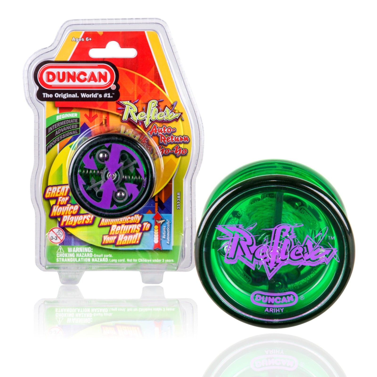 Duncan Toys Reflex Auto Return Yo-Yo, Beginner String Trick 2 inches, Green