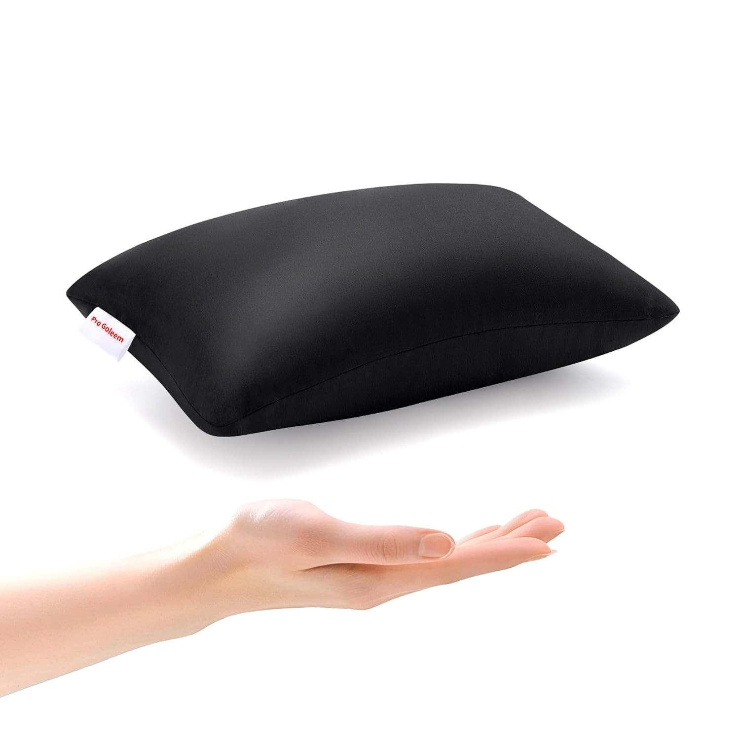 Small Pillow, 11"X7"X2.5"(Black) | for Travel& Camping, Kids Sleeping with Name