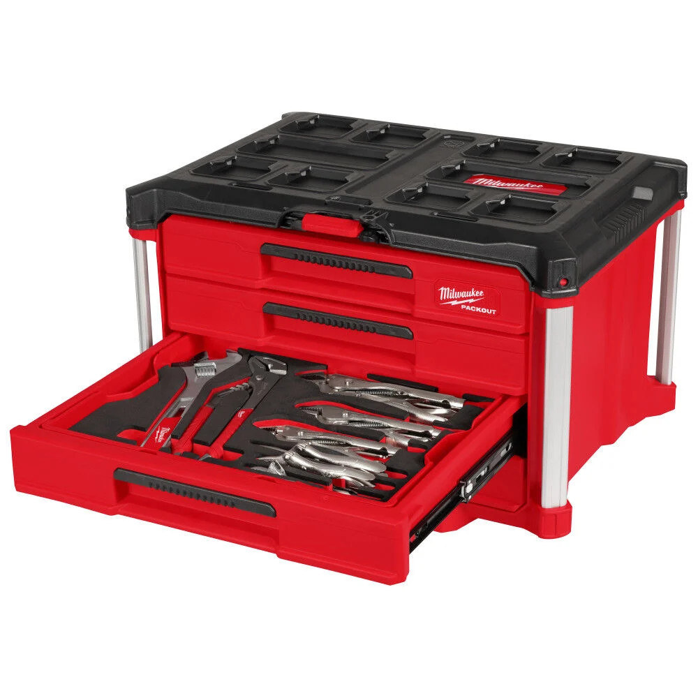 Milwaukee Hand Tool Set With Packout 4 Drawer Tool Box, 64 Pieces