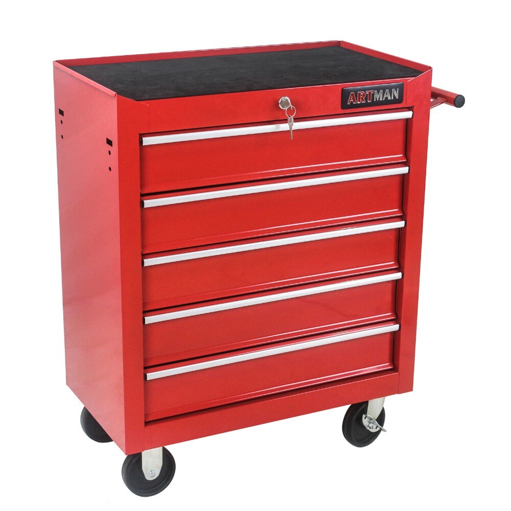 5 Drawers Rolling Tool Box Cart Tool Storage Cabinet Steel Lockable Tool Chest