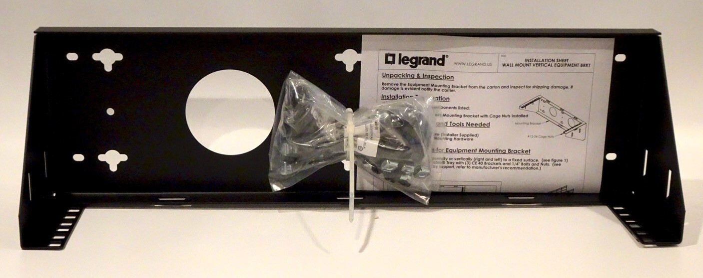 Legrand WMBV2U Vertical Wall Mount Bracket, 2 RU, New In Box