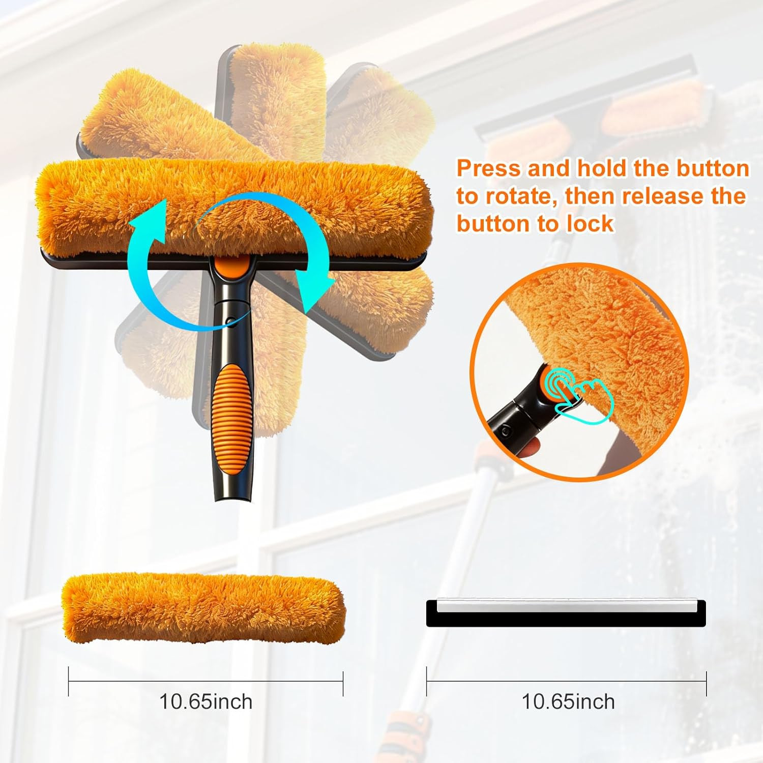 26FT Window Cleaning Kit, 2-In-1 Squeegee with 5-20FT Telescoping Pole & Flip-Lo