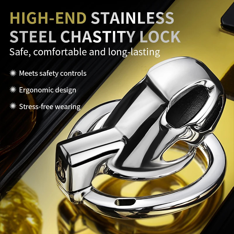Male Metal Chastity Cage Fetish Sissy Chastity Lock with 3 Rings Belt Femboy
