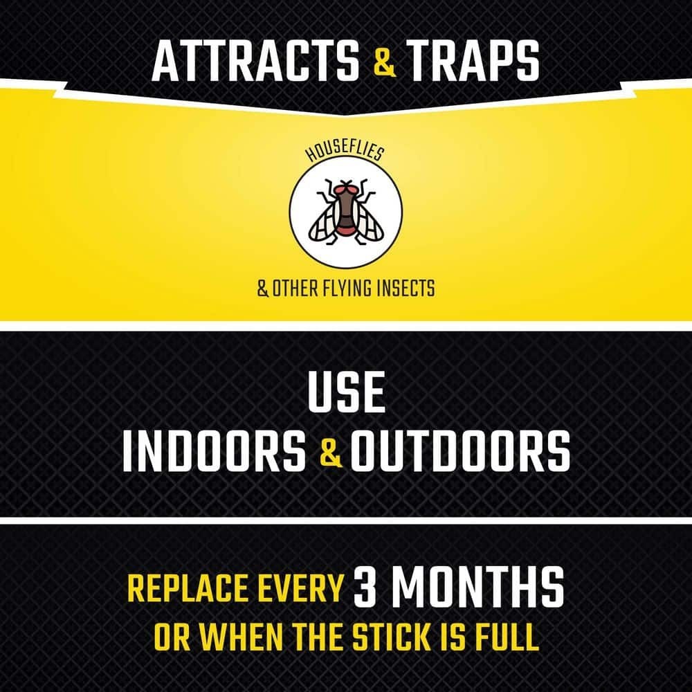 Fly Stick Insect Trap Indoor Outdoor (4-Pack)