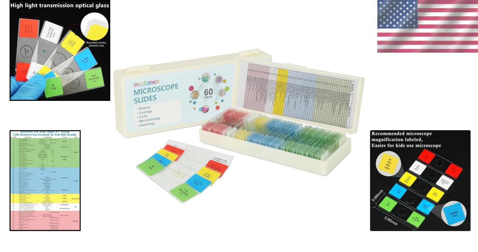 Diverse 60-Piece Microscope Slides Set for Kids - Perfect for Science Learning
