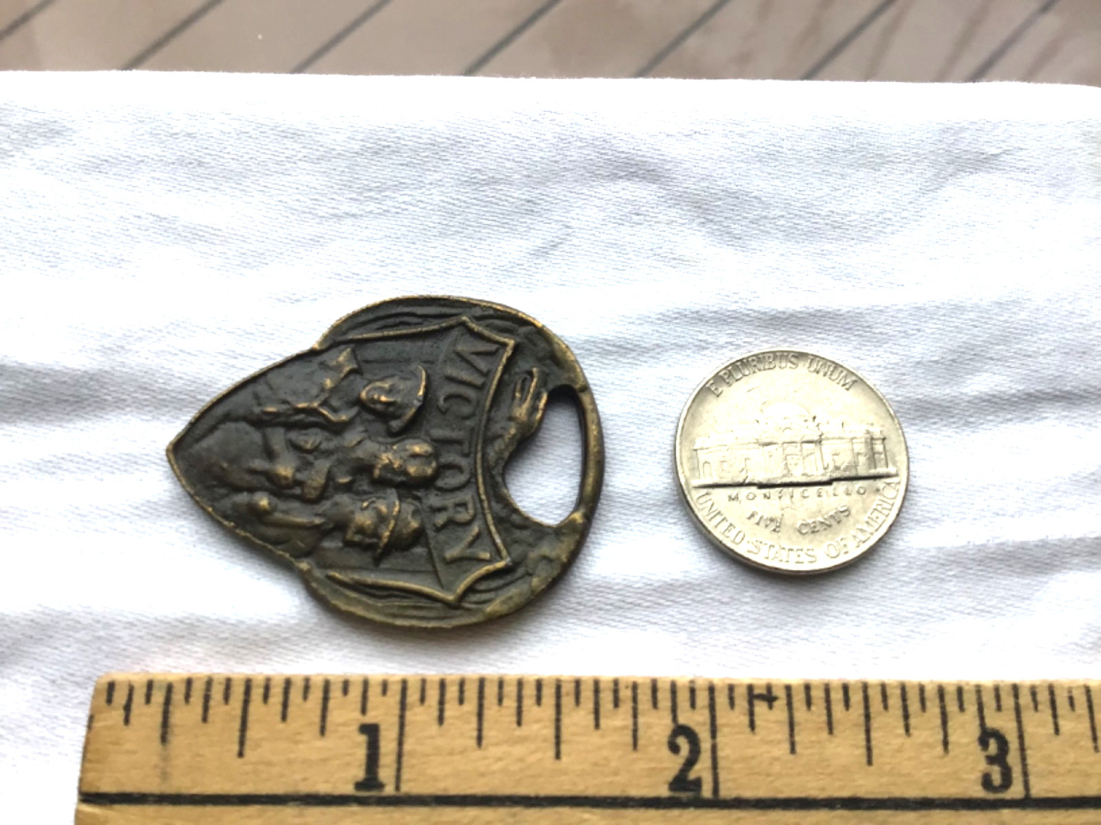 World War 1 Victory watch fob brass