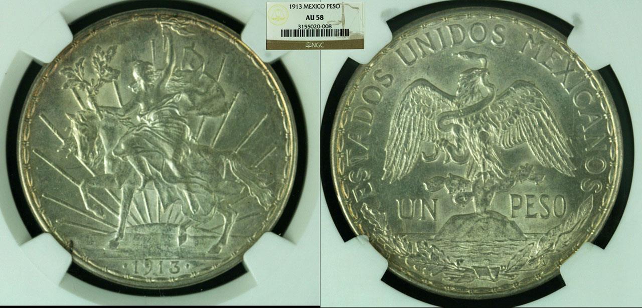 1913 Mexico - Peso - NGC AU58 (3155020-008)