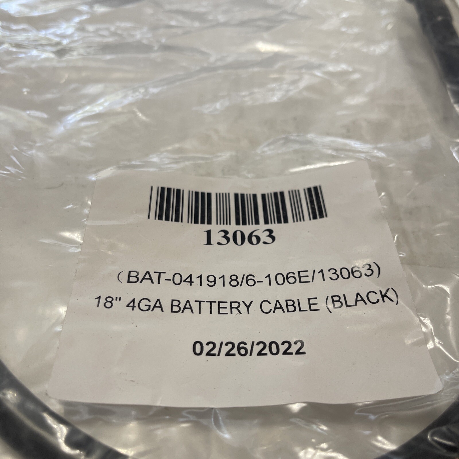 18" 4GA BATTERY CABLE (BLACK) 13063