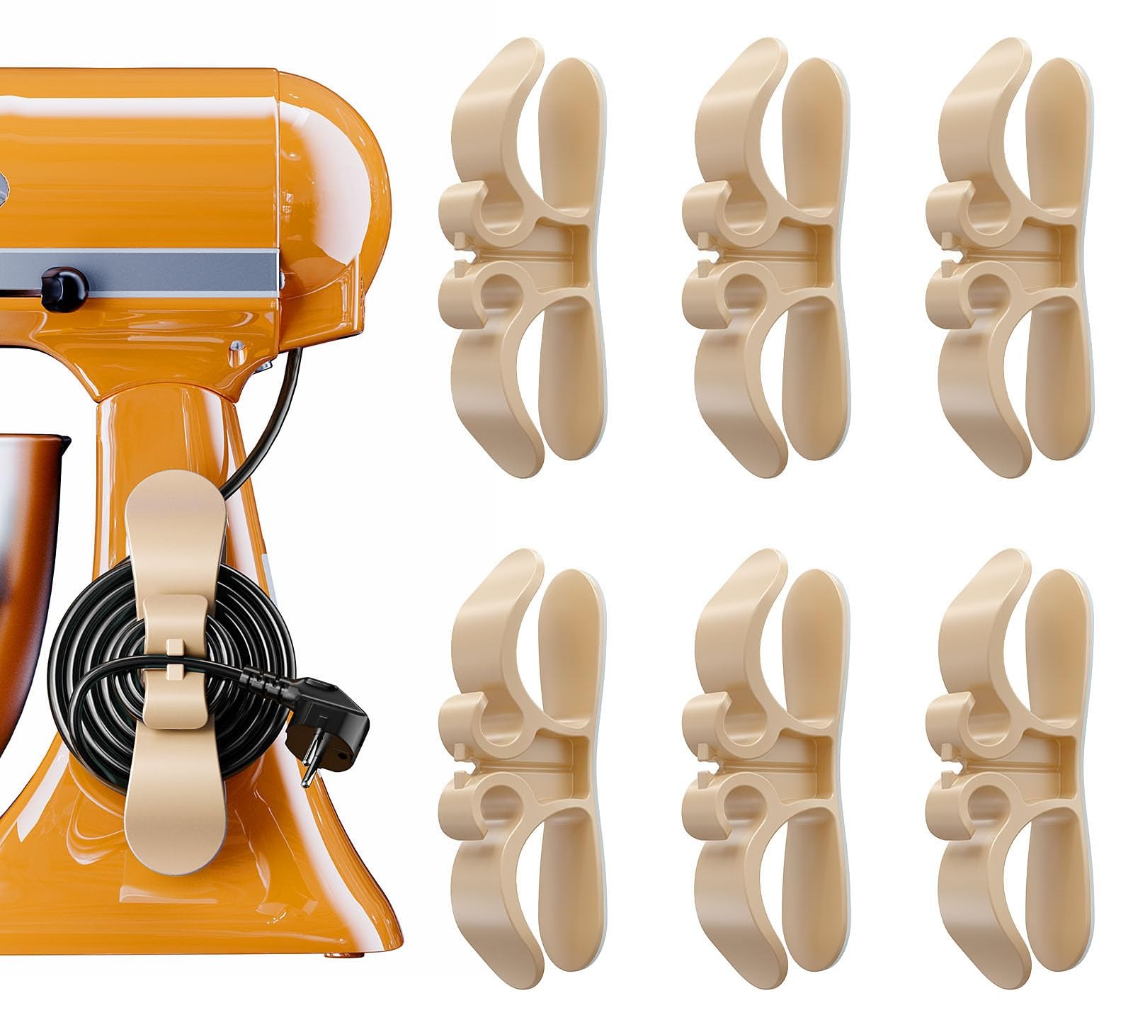 6 Pcs Upgraded Stick-On Kitchen Appliance Cord Organizers & Wire Keepers