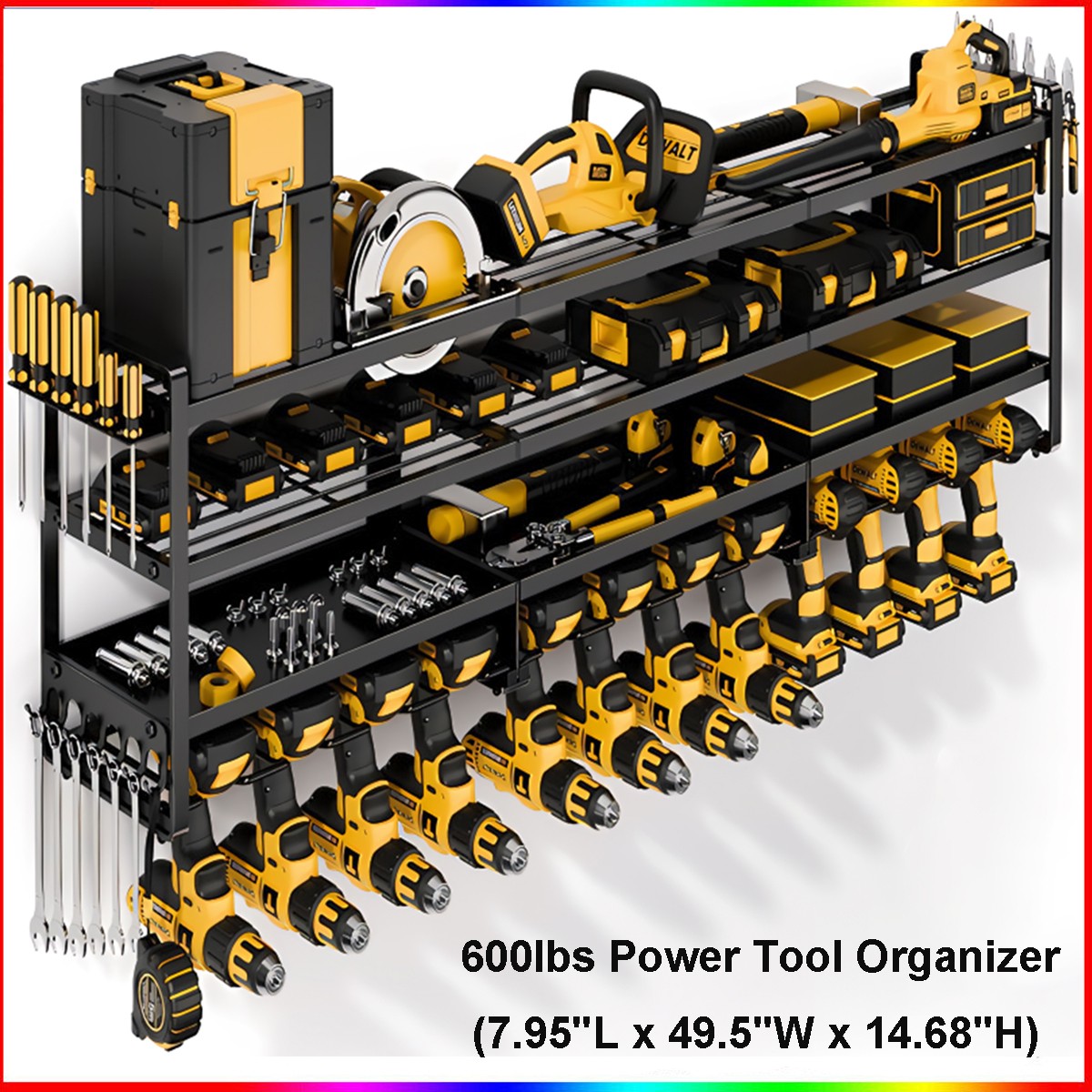 Heavy Duty Metal Power Tool Wall Mount Organizer Drill Holder Utility Racks Rail