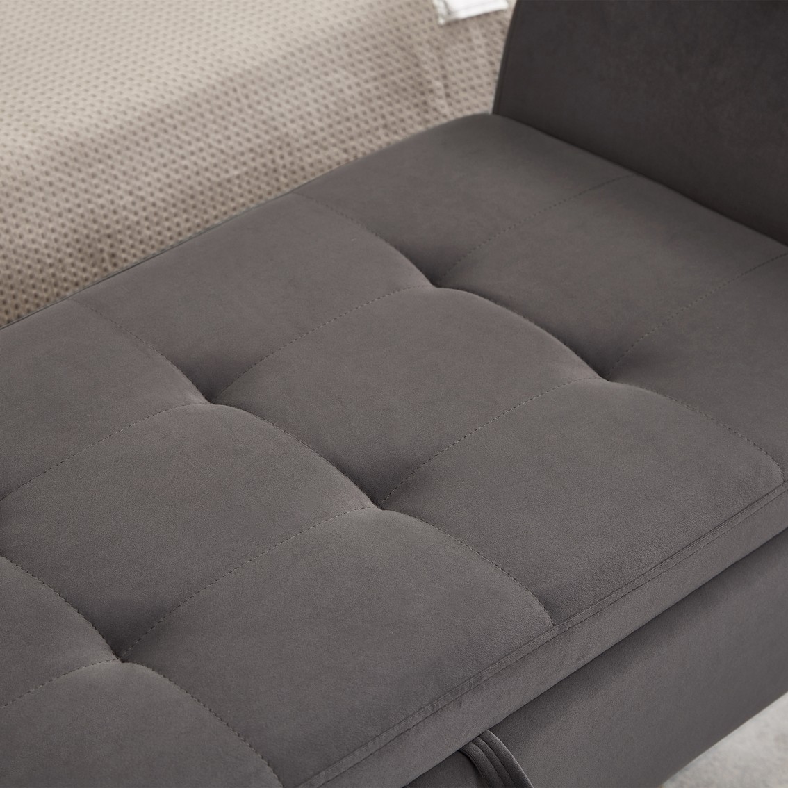 51.5" Bed Bench with Storage Grey Velvet