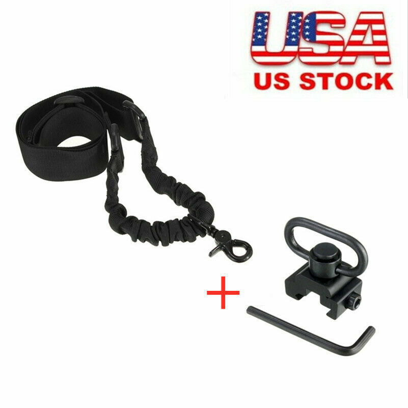 One Single Point Rifle Sling  Gun Sling Strap with Length Adjustable+QD Swivels
