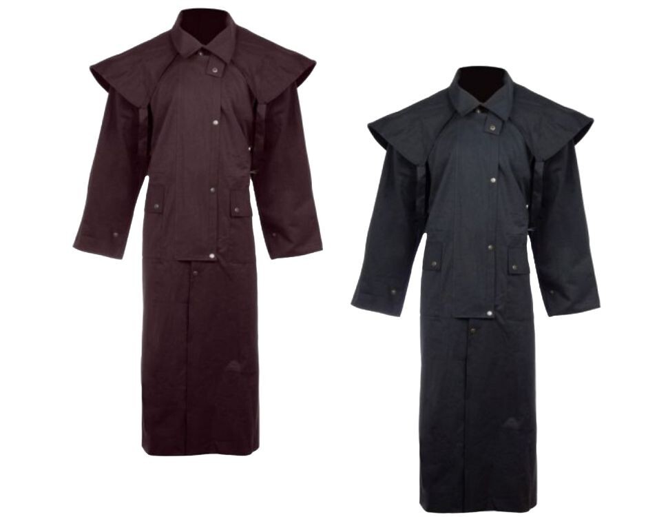 DUSTER 100% Cotton Waterproof Oil Skin Full Length Lined Western Cowboy Coat
