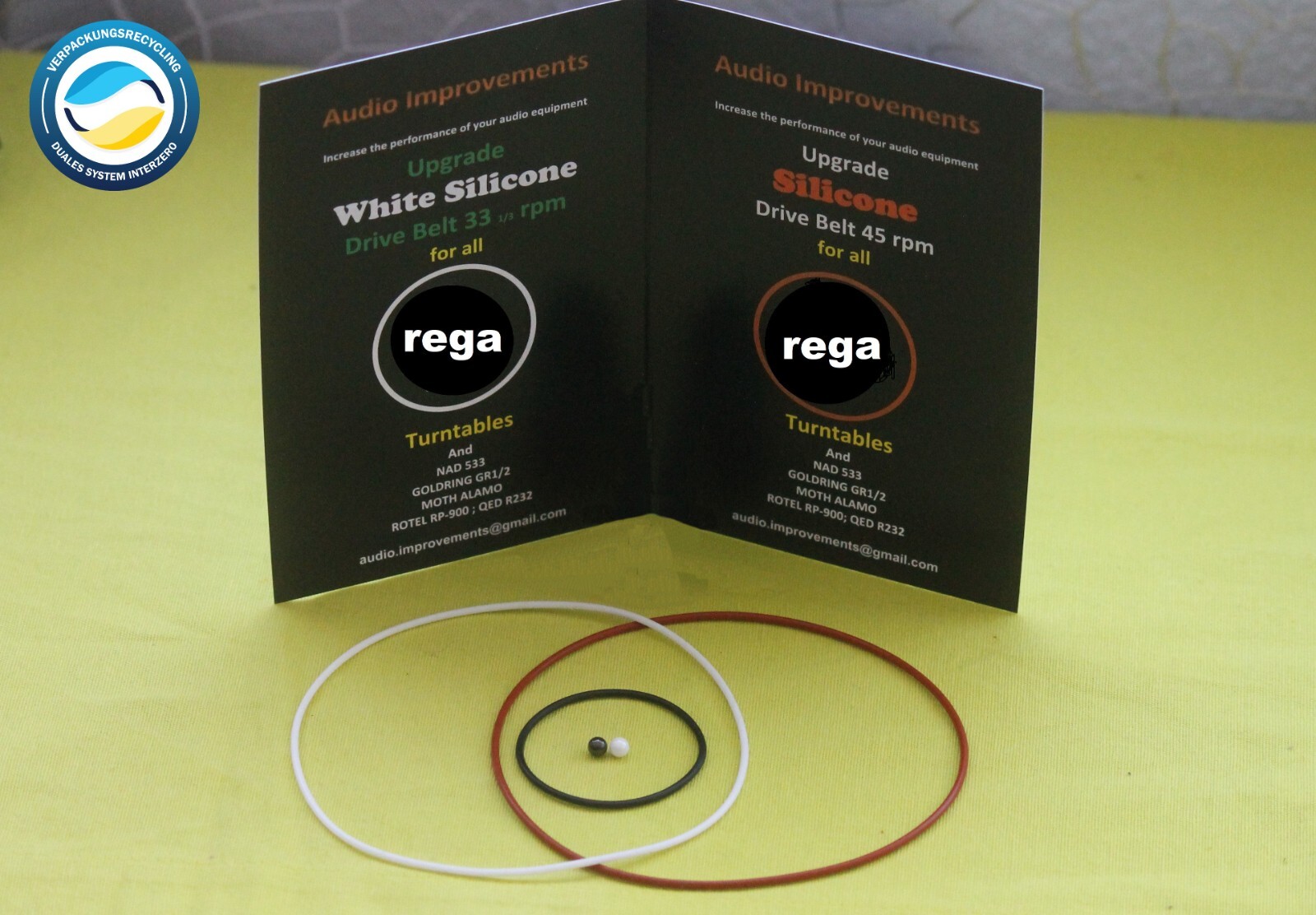 Rega belt Upgrade Service Kit;  Silicone Belts & Bearing