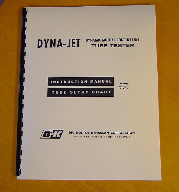 New SETUP Chart + Manual for B&K 707 Tube Tester Checker *2* schematics versions