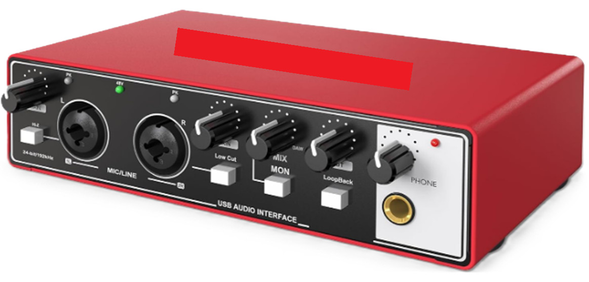 USB Audio Interface for Beginners 24Bit/192kHz 48V Phantom Plug&Play Recording