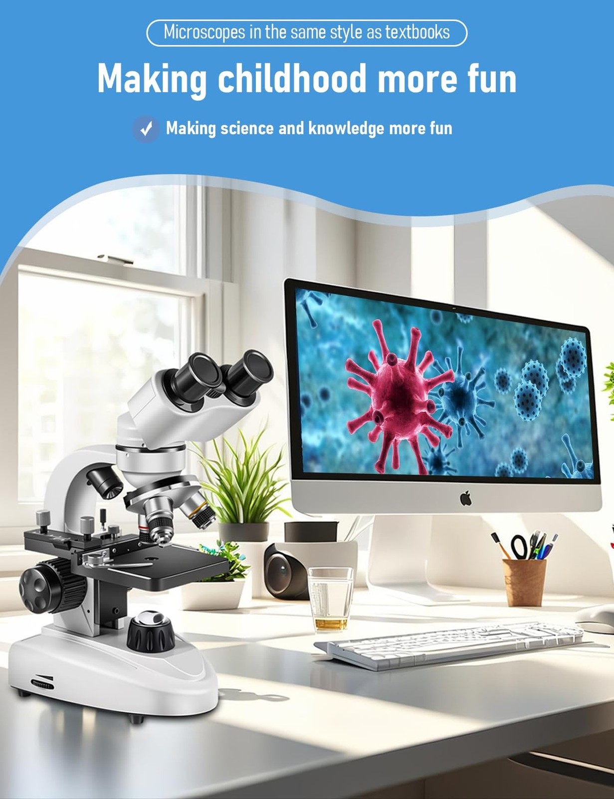 Binocular Compound Microscope 40X-2000X, Research Grade Professional Microsco...