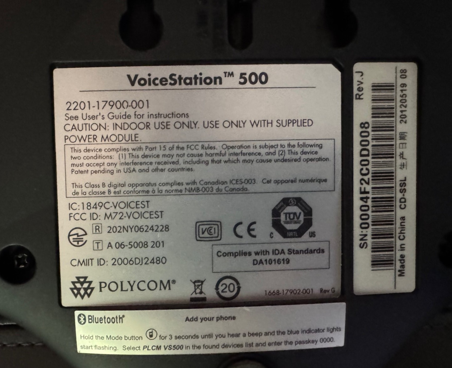 Polycom Voice Station 500 and Wall Module with Cords-Used