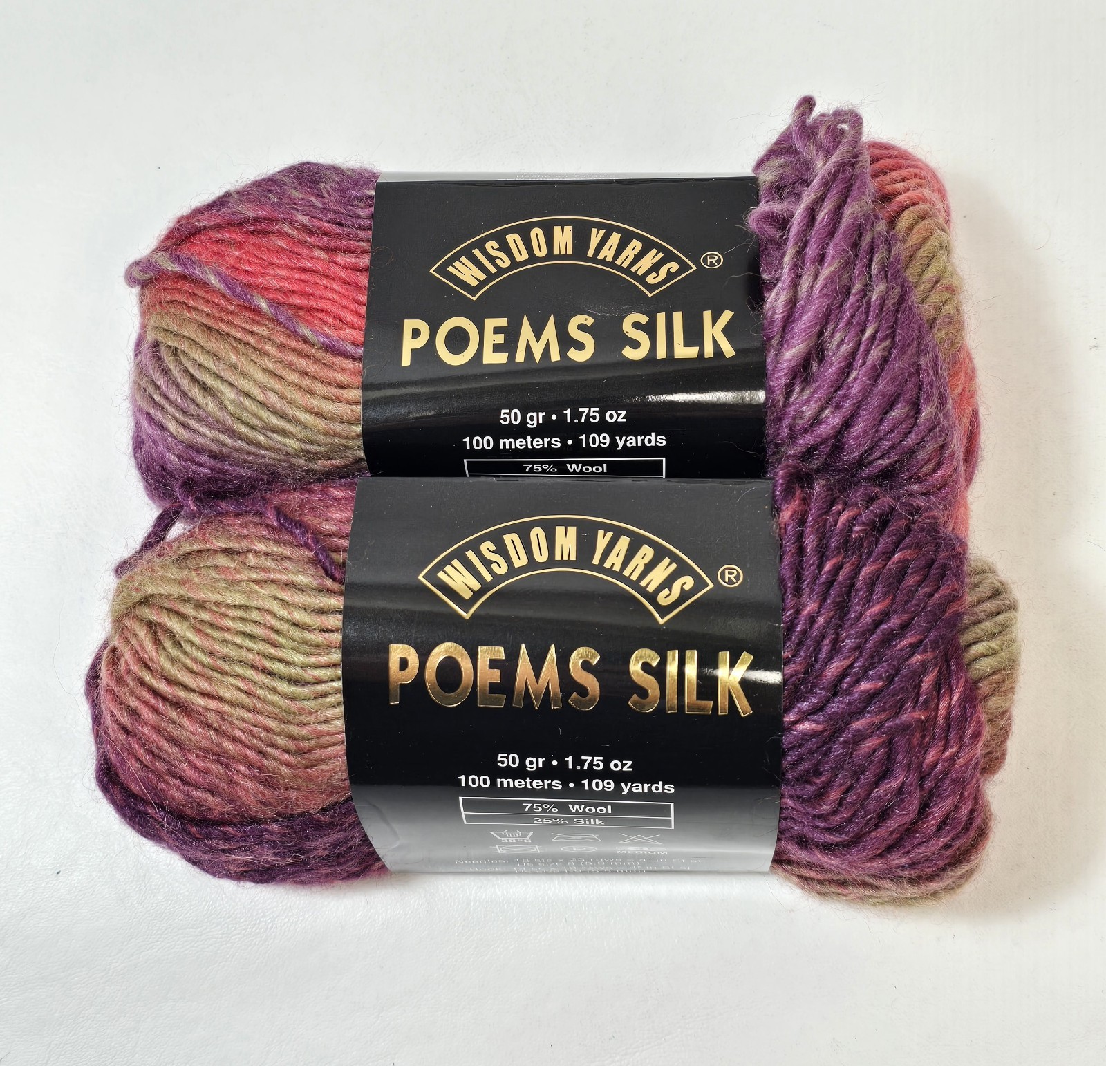 Magic Carpet Wisdom Yarn Poems Silk Self Striping 50gr 109yds Silk/Wool Blend