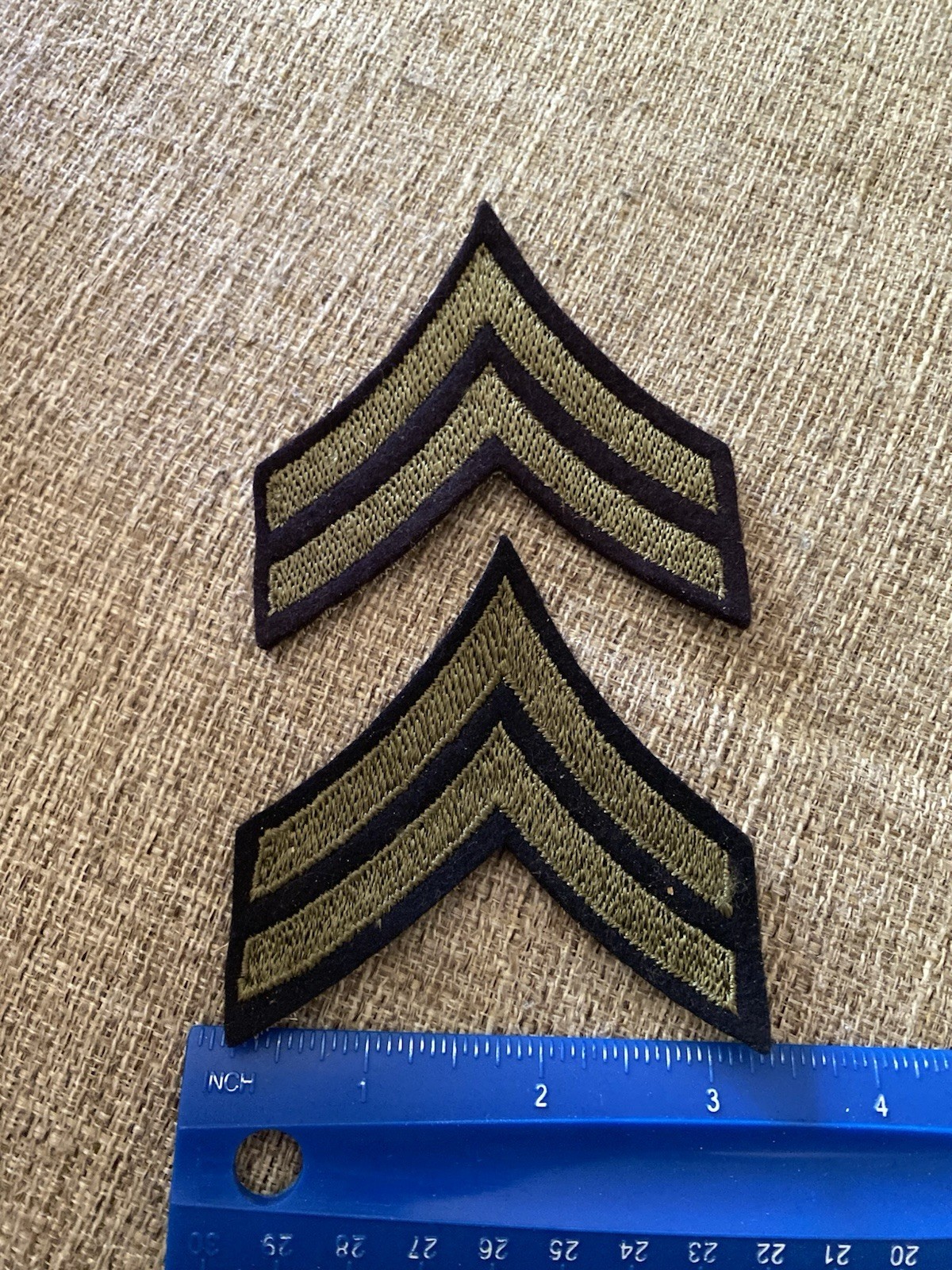 Pair Of WWII Army Felt Corporal Enlisted Rank Patches INV16740