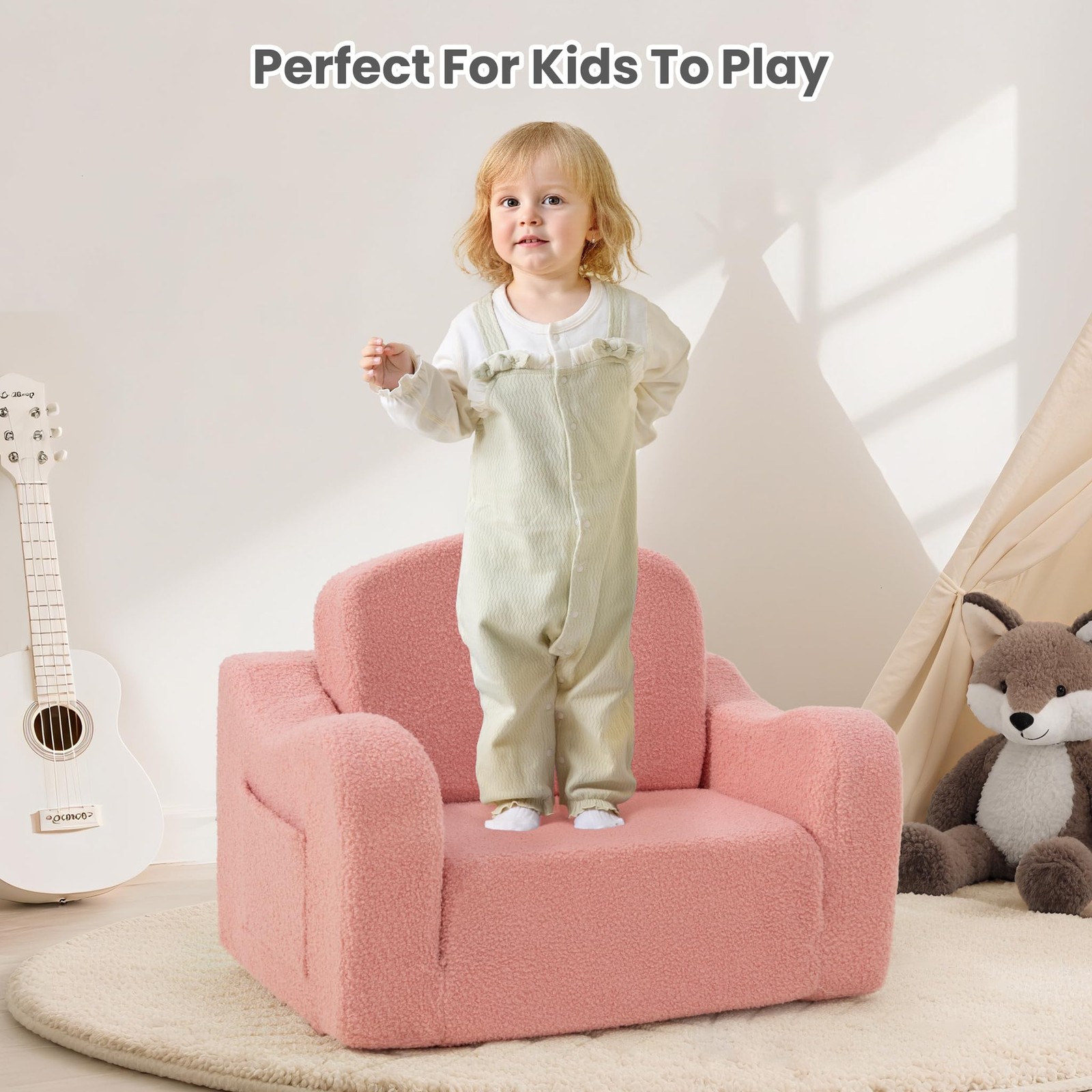 Comfy Toddler Chair & Kids, 2-in-1 Soft Couch Fold Out for Kids, Toddler Chairs