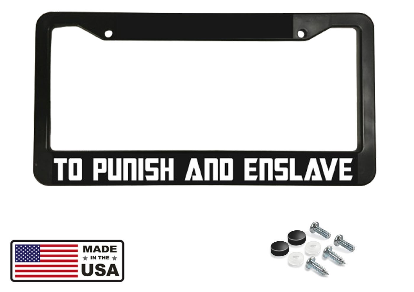 To Punish and Enslave Decepticon Transformers Plastic Black License Plate Frame