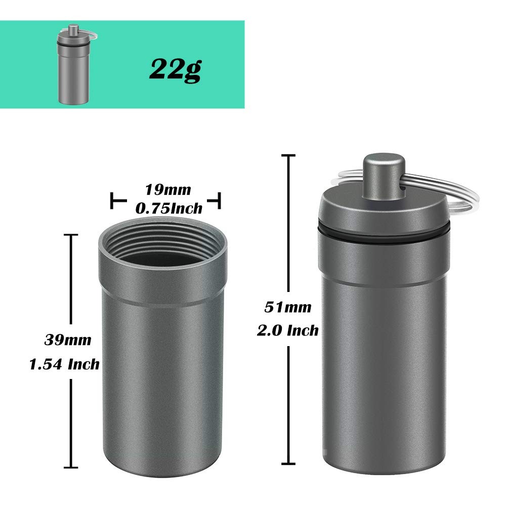 3 Packs Waterproof Aluminum Pill Fob Container, Nitro Bottle Holder Nitroglyc...