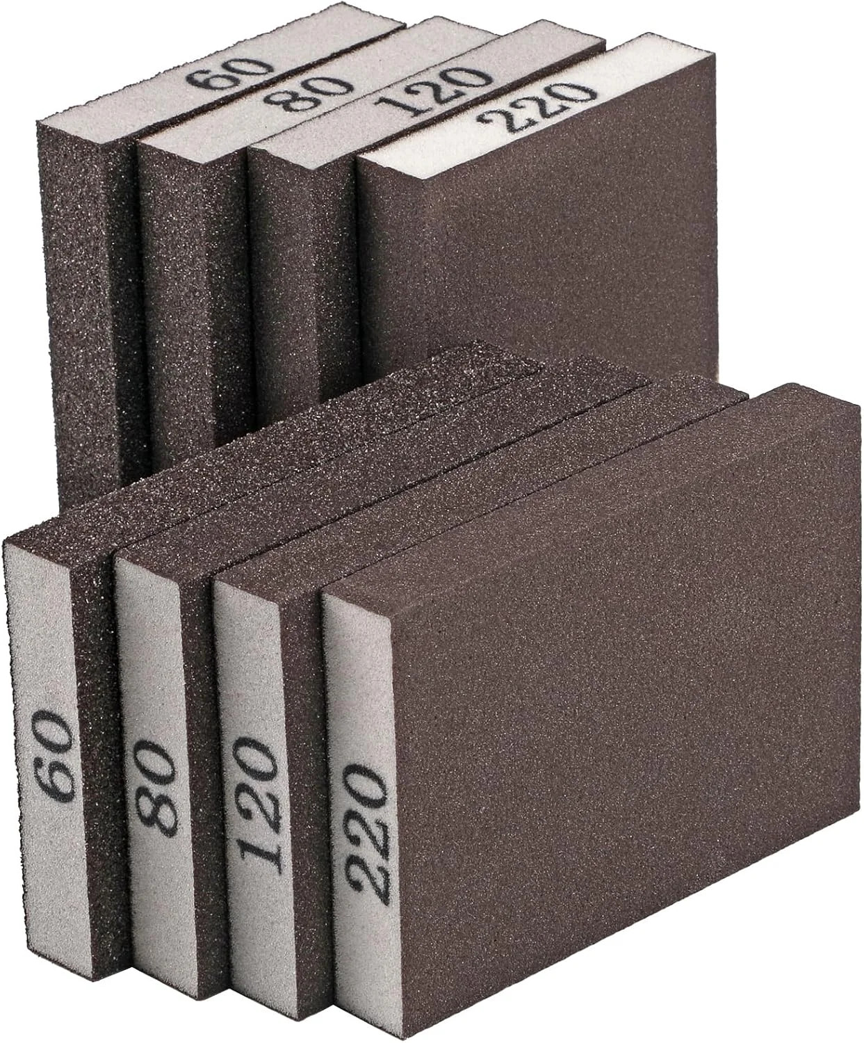 8 Pack Sanding Sponge, Sanding Blocks 60/80/120/220 Grit Assortment, for Wood ..