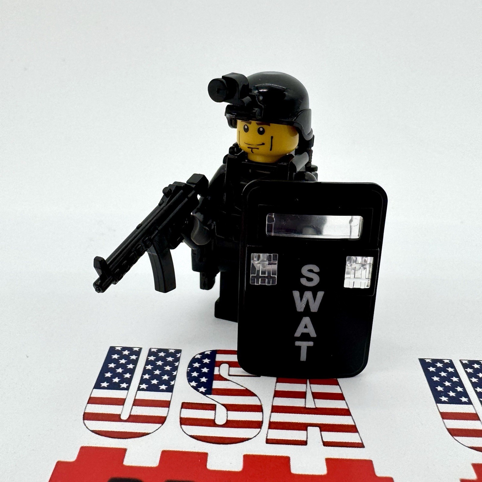 LEGO CUSTOM POLICE SWAT OFFICER Male minifigure made with real LEGO