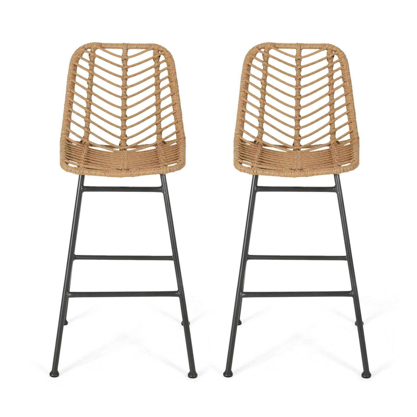 Jessie Outdoor Wicker Barstools (Set of 2)