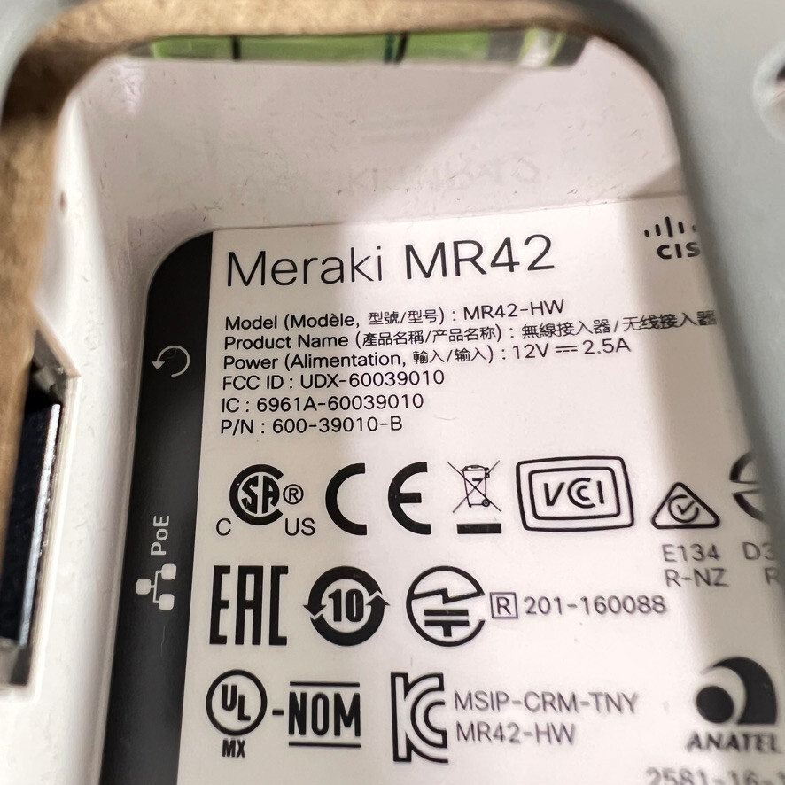 Cisco Meraki MR42 , Cisco MR42-HW Wireless Access Point + Bracket