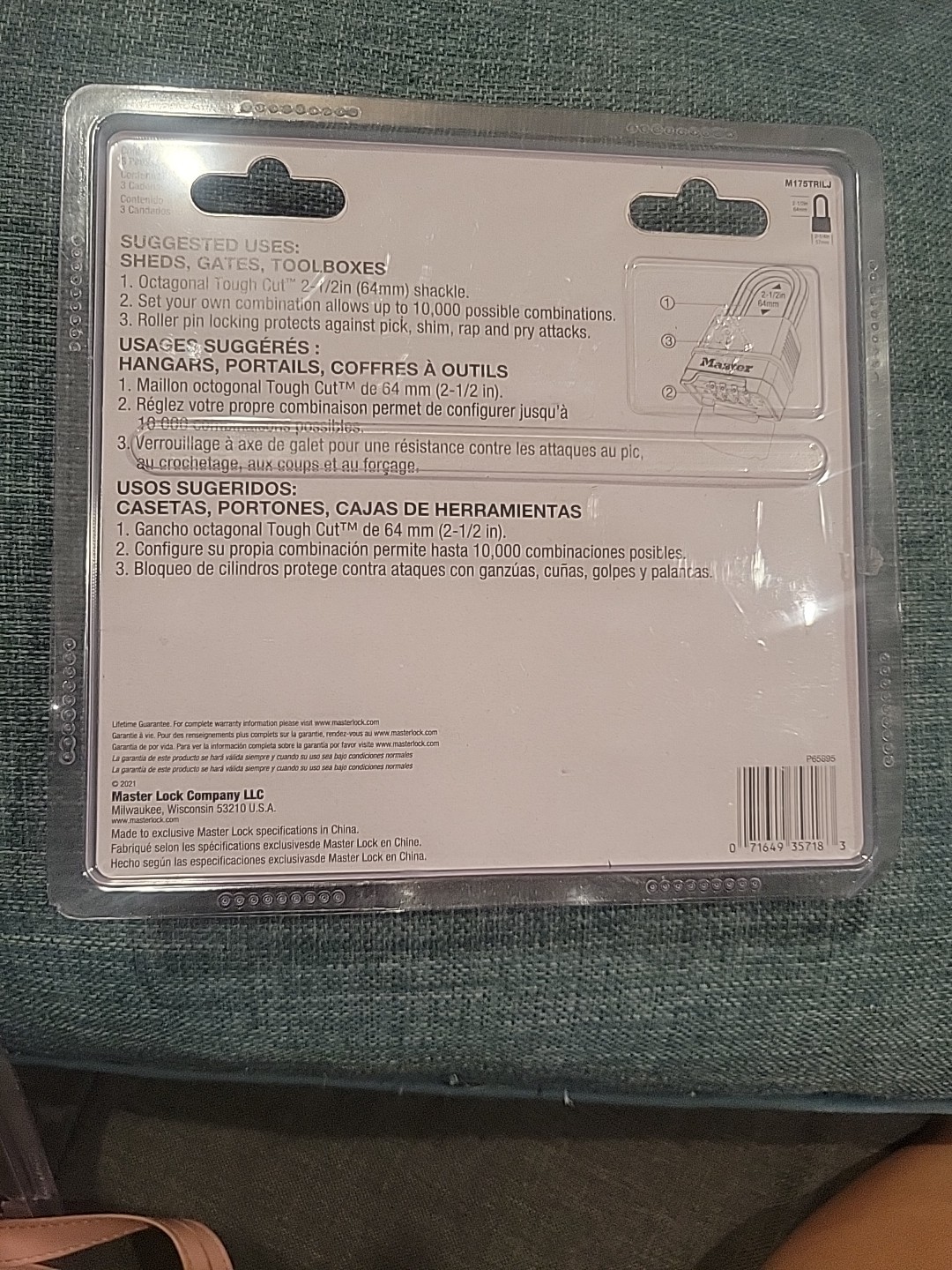 3pk PADLOCK Master lock M175TILJ
