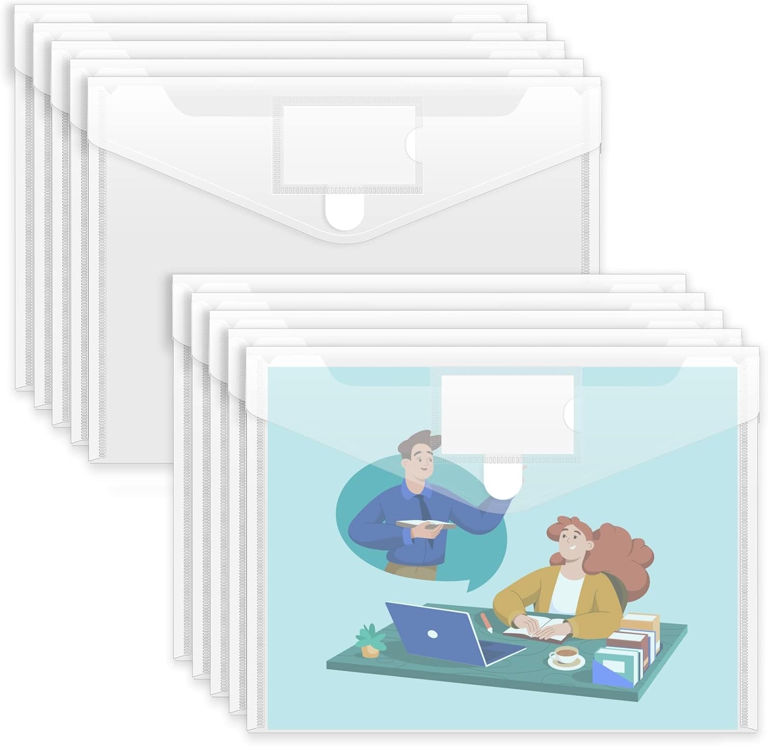 10 Pack Plastic Envelopes File Folders, Clear Folder for Document US Letter A4