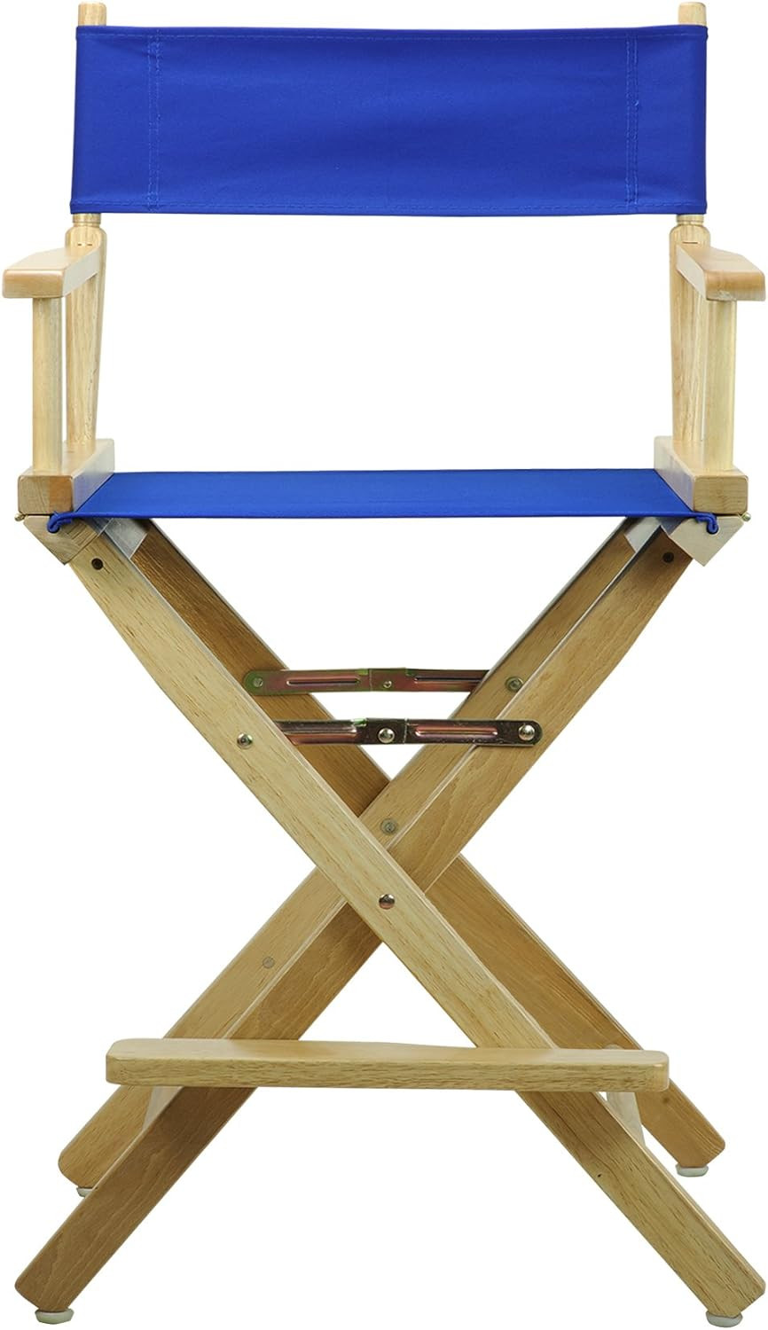24" Director'S Chair Natural Frame with Royal Blue Canvas, Counter Height