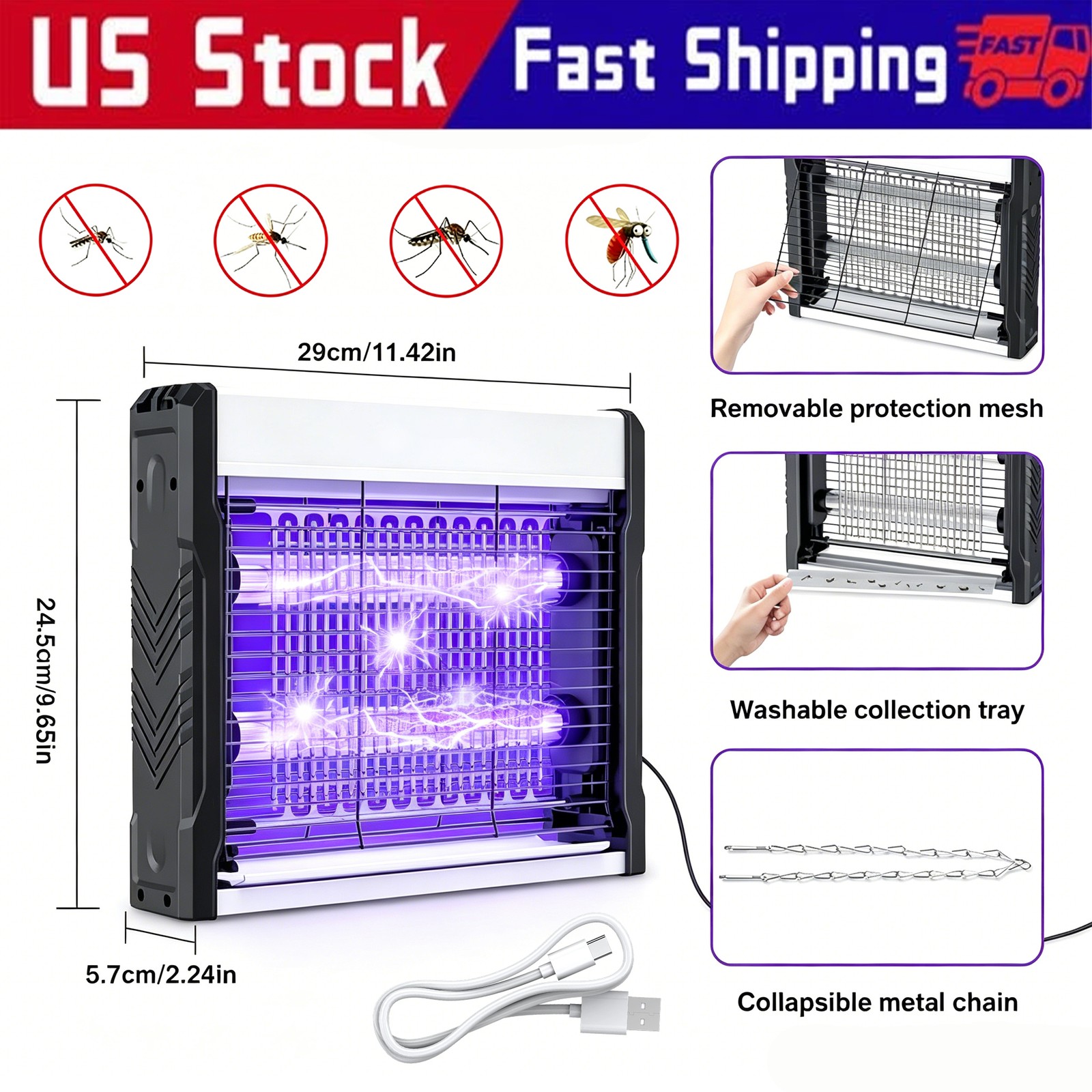 Bug Zapper Indoor 2026,4000V Mosquito Zapper for Home,12 in Mosquito Trap,USB,j