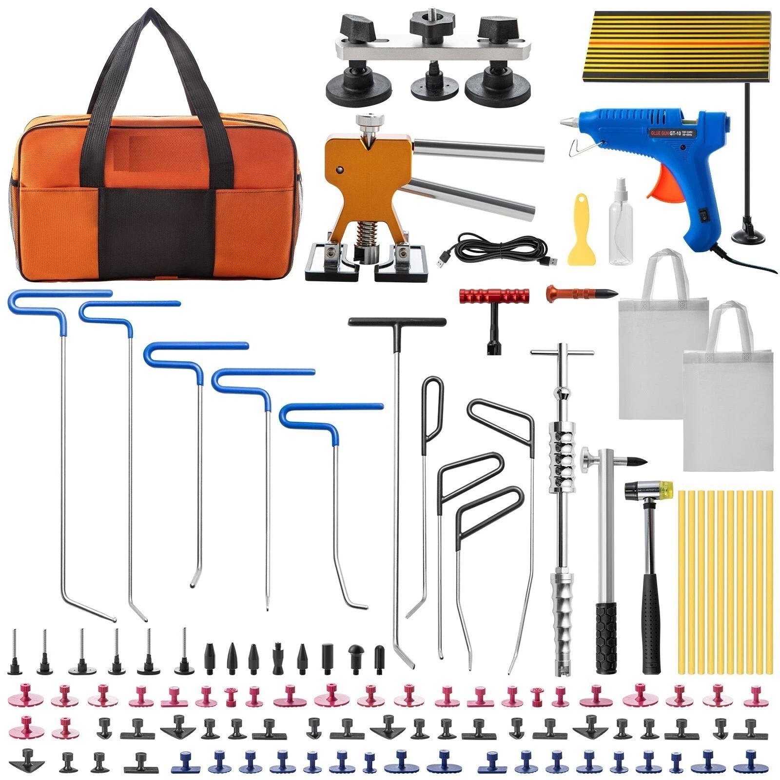 89Pcs Paintless Dent Removal Puller Stainless Steel Tool Dent Repair Rods