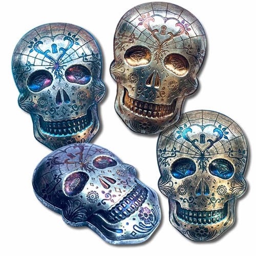 10 oz Monarch Silver Day of the Dead Heart Skull (New)