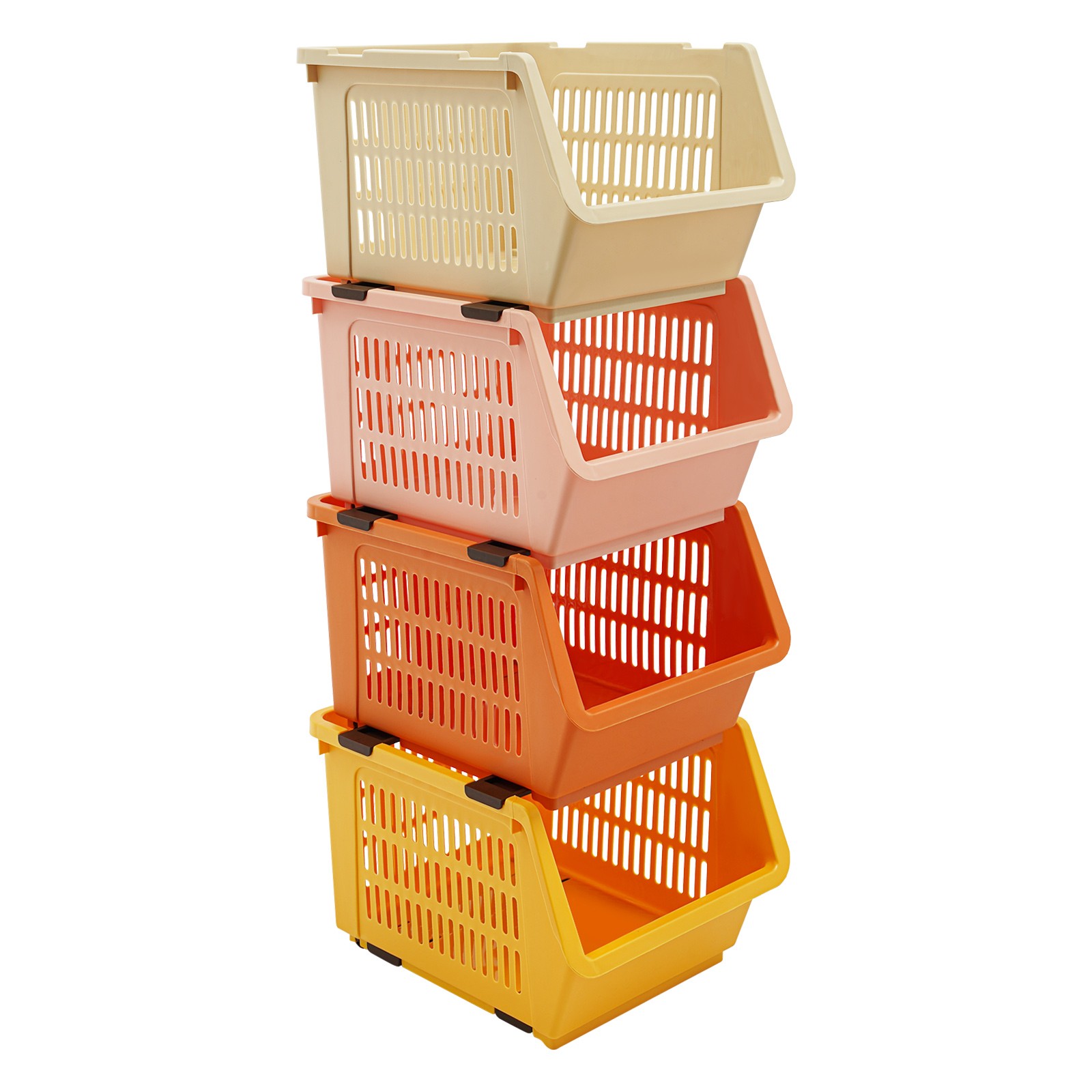 Stackable Plastic Bins - 4pc Large Plastic Organizer Box Cabinets Storage Bins