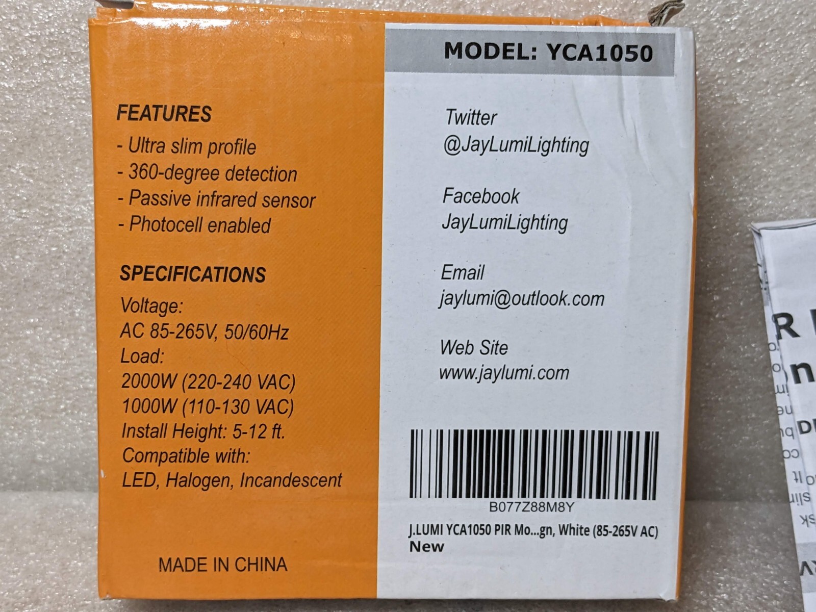 Passive Infrared Motion Sensor Light Switch 1000W Ceiling Mount - J.LUMI YCA1050