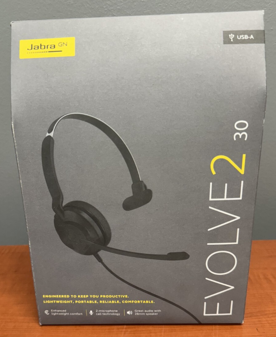 Jabra Evolve2 30 Wired Mono Headset USB Type-A 23089-889-979 NEW