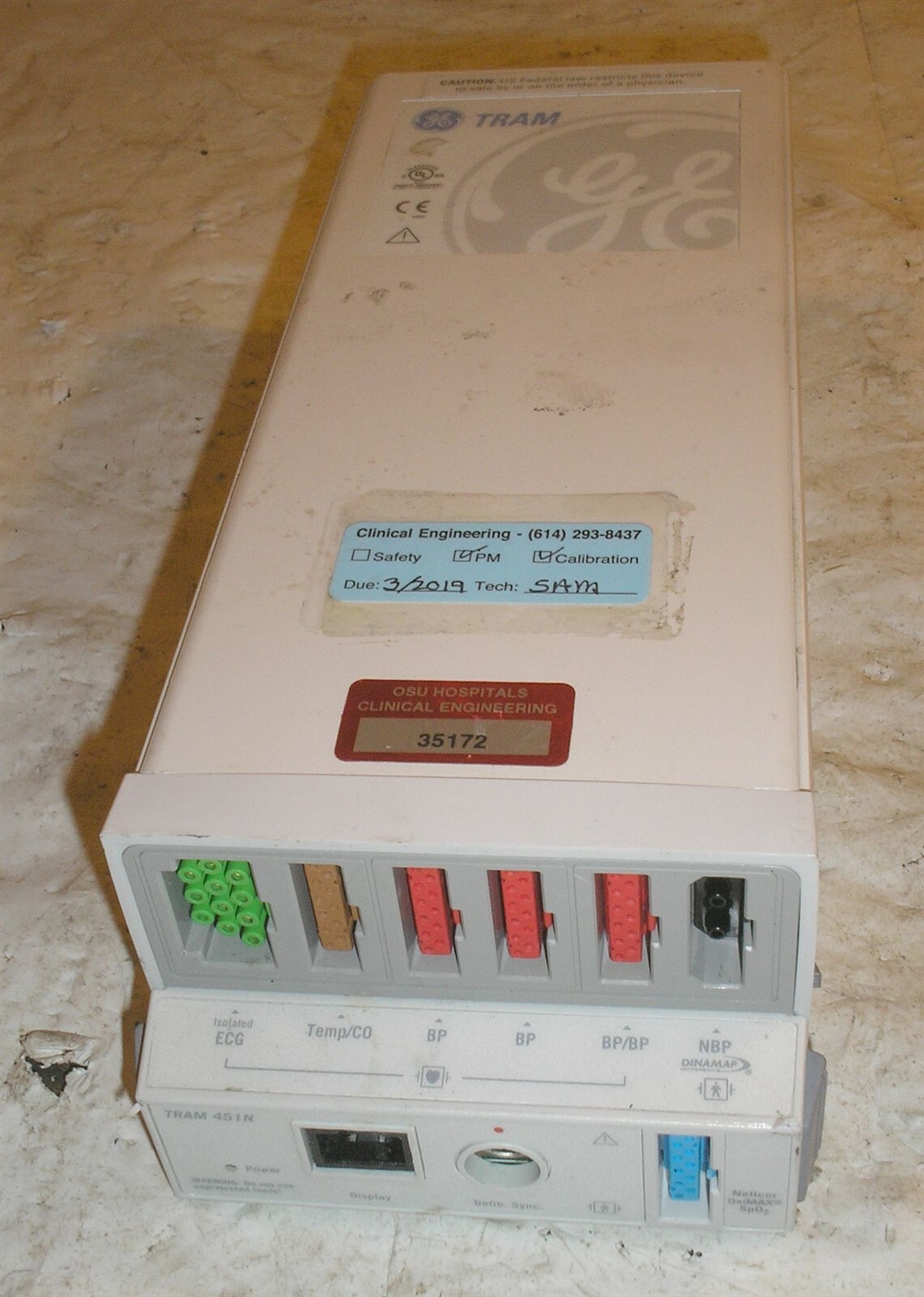 GE Tram 451N Module w Nellcor OxiMAX SpO2