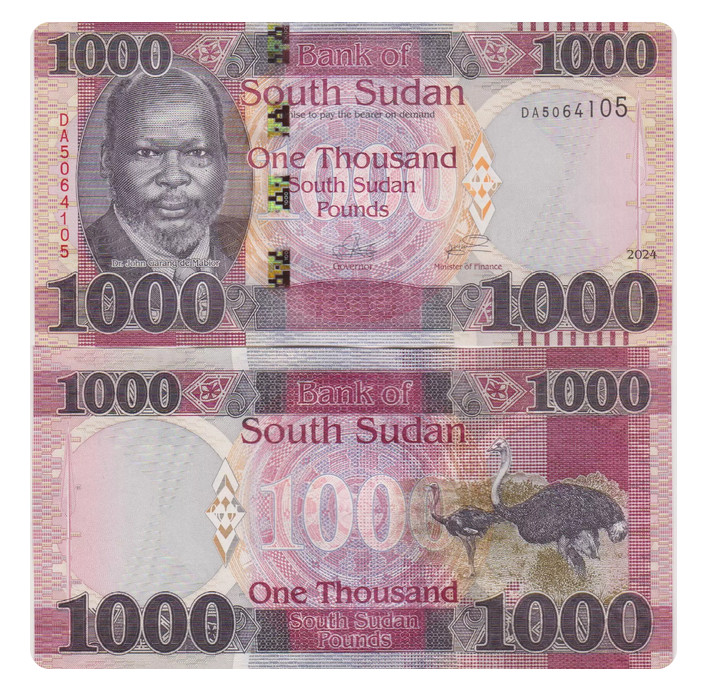 South Sudan 1000 Pounds 2024 P 21 UNC New Banknote