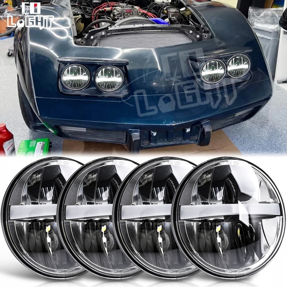 4pc 5.75" LED Headlights 6500K Hi/Lo Projector Refit For Chevy Corvette C3 68-82